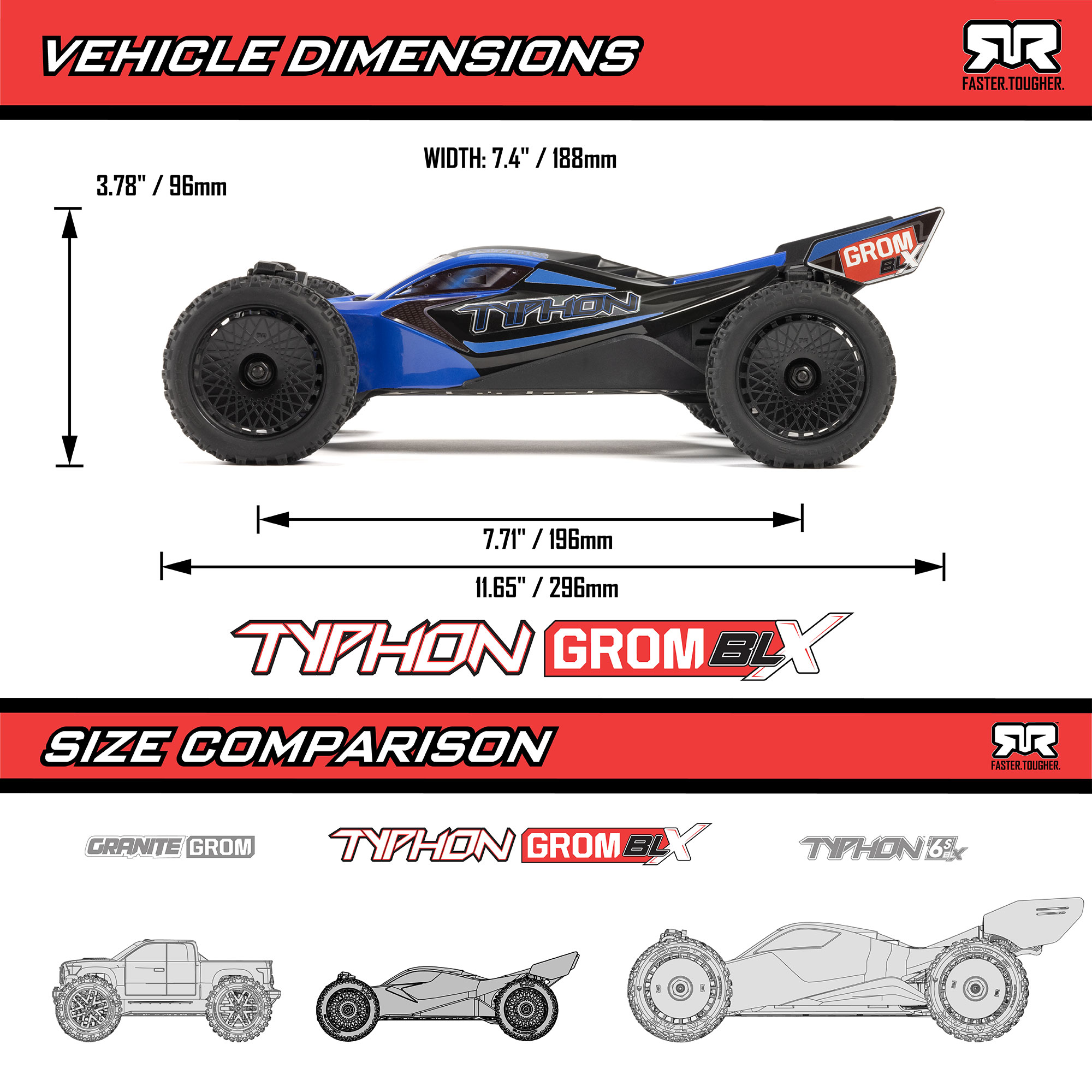 1/14 TYPHON GROM 223S DSC 4X4 RTR Brushless Buggy, Red (Battery & Charger Included)