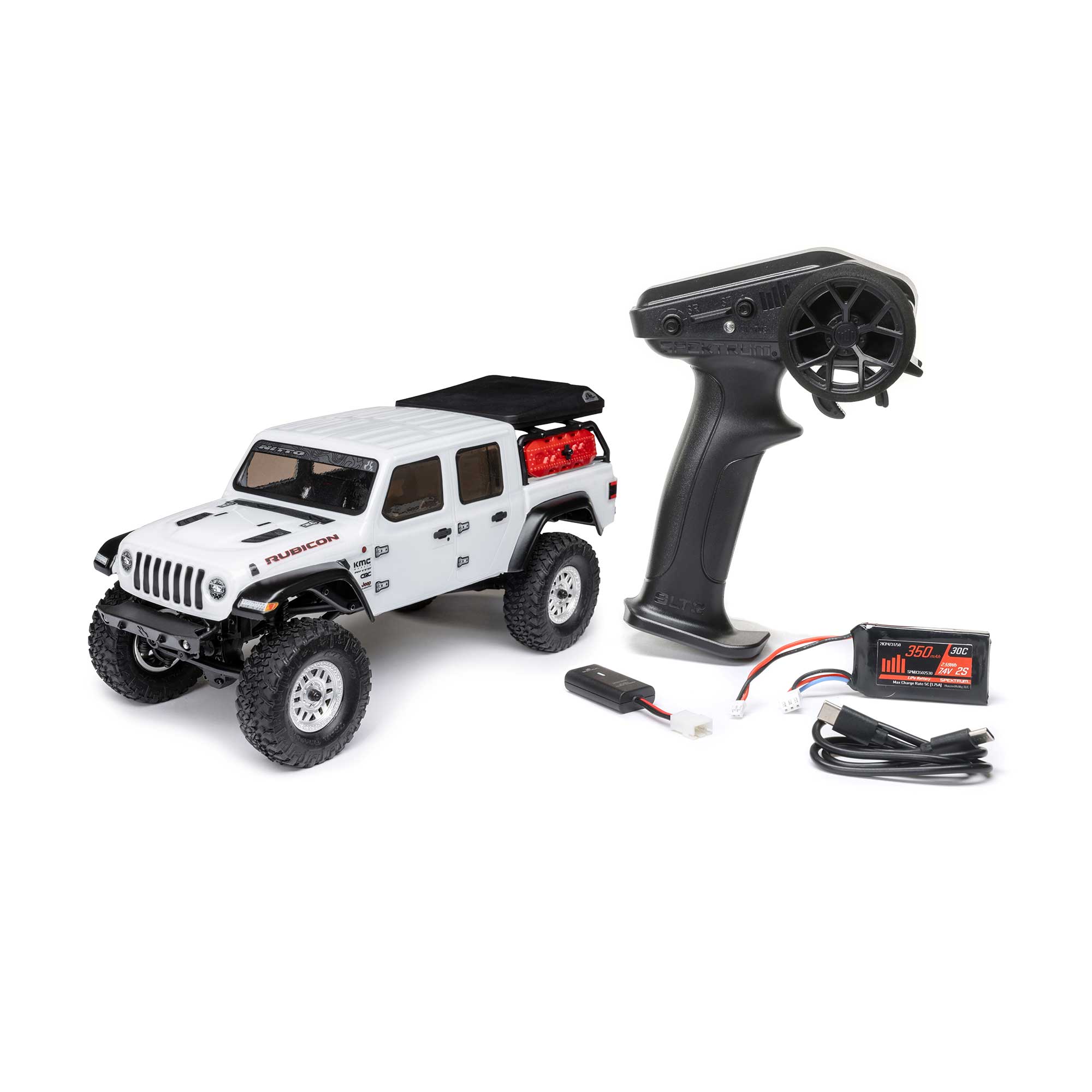 1/24 SCX24 Jeep JT Gladiator 4X4 RTR Brushed Rock Crawler (Battery & Charger Included), White
