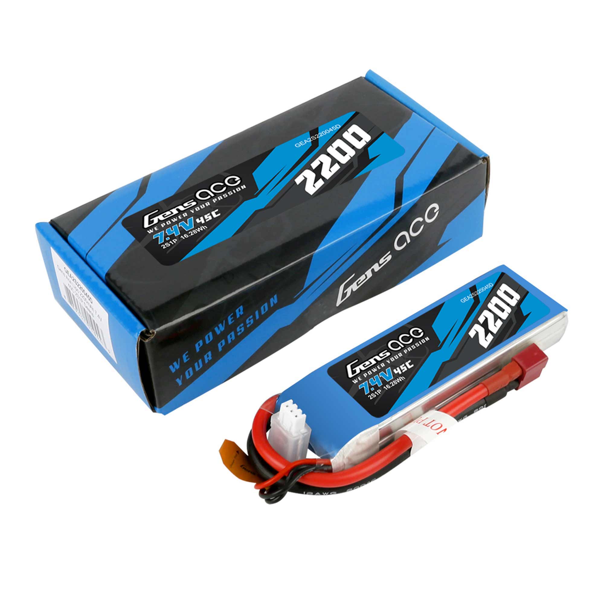 7.4V 2200mAh 2S 45C LiPo Battery: Deans
