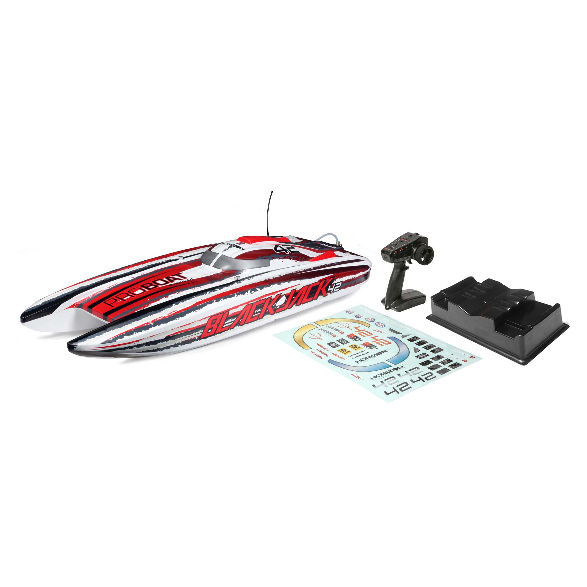 Blackjack 42" 8S Brushless Catamaran RTR: White/Red - SCRATCH & DENT