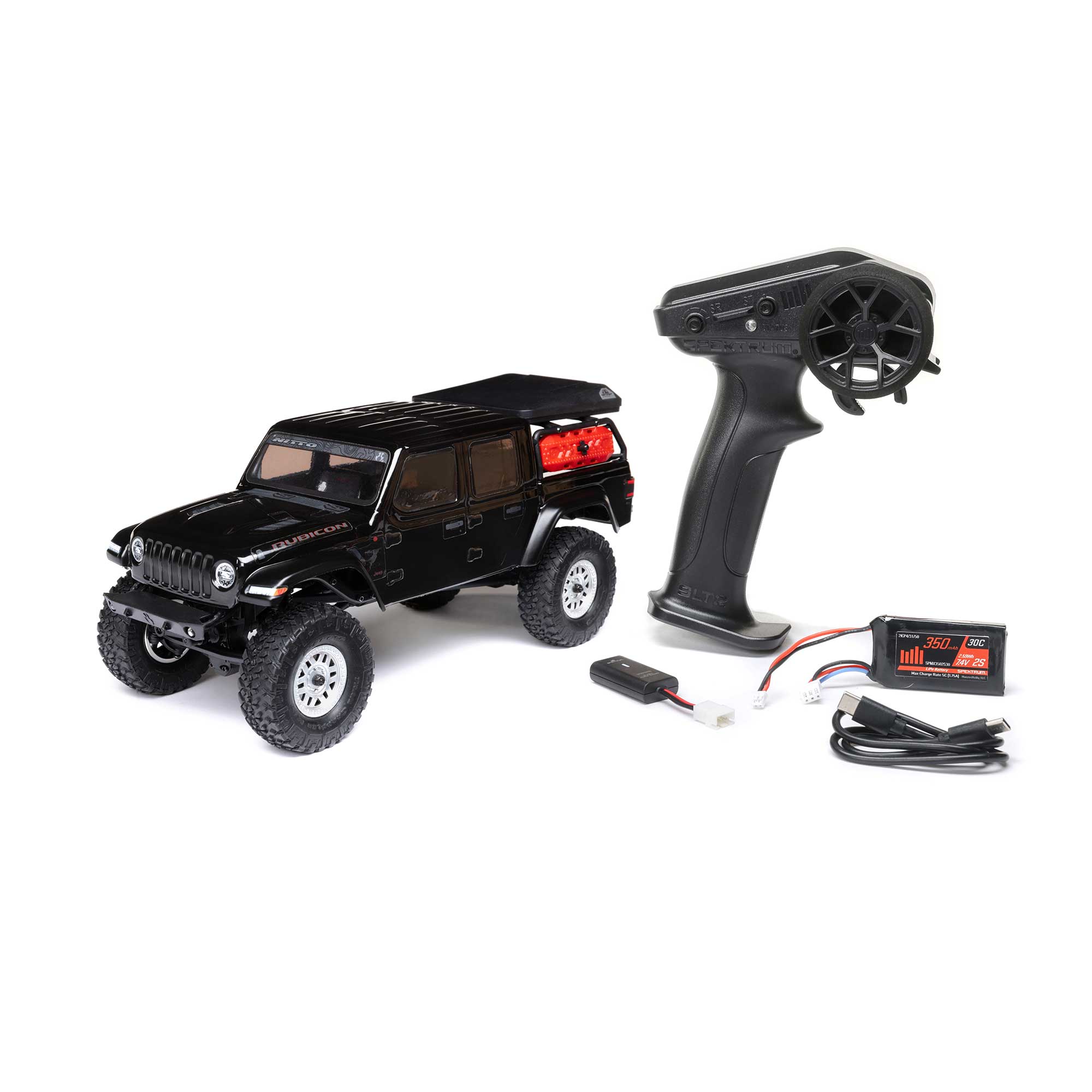 1/24 SCX24 Jeep JT Gladiator 4X4 RTR Brushed Rock Crawler (Battery & Charger Included), Black