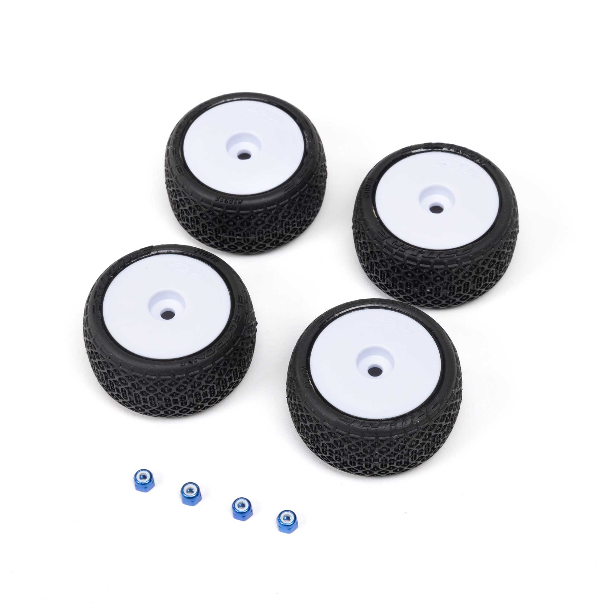 1/28 Electron 2.0 T F/R Tires Mounted 7mm White (4): Micro-T