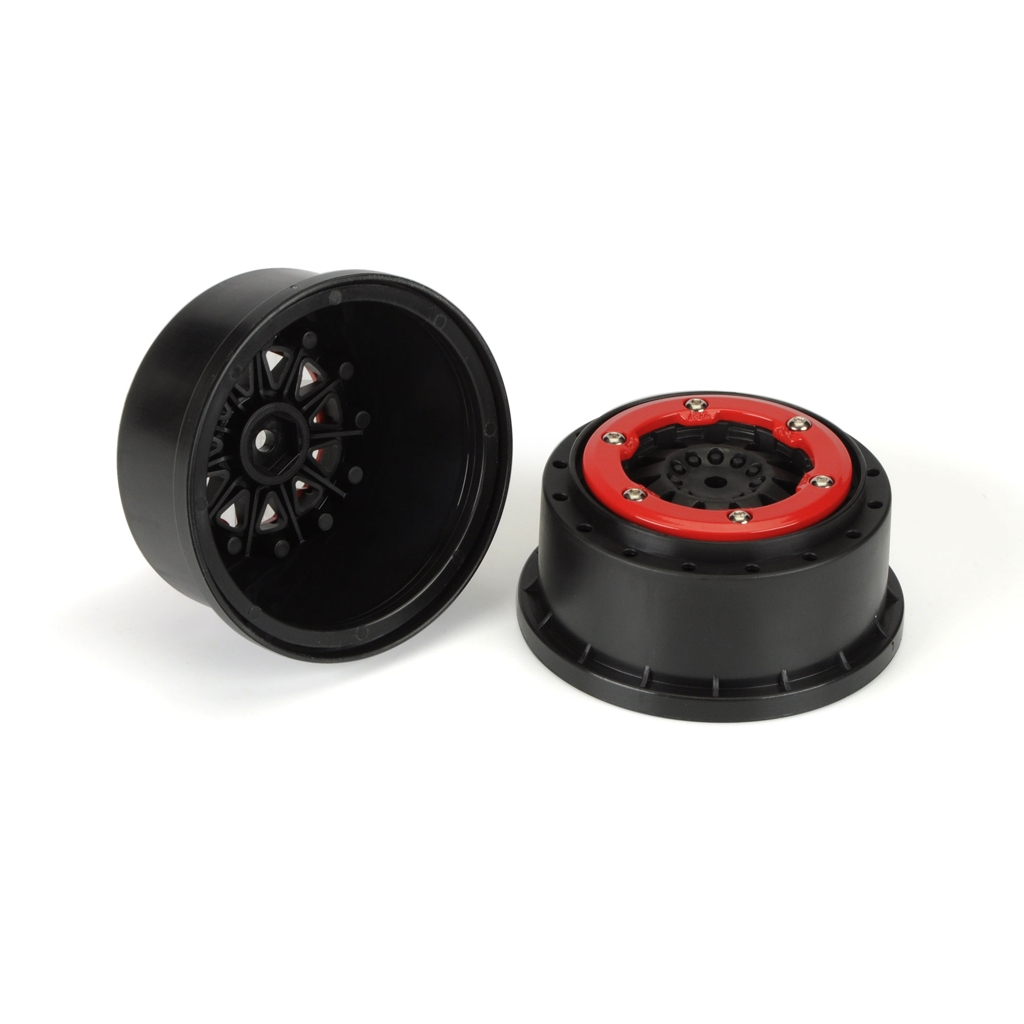 1/10 ProTrac F-11 Front/Rear 2.2"/3.0" 12mm SC Wheels (2) Red/Blk