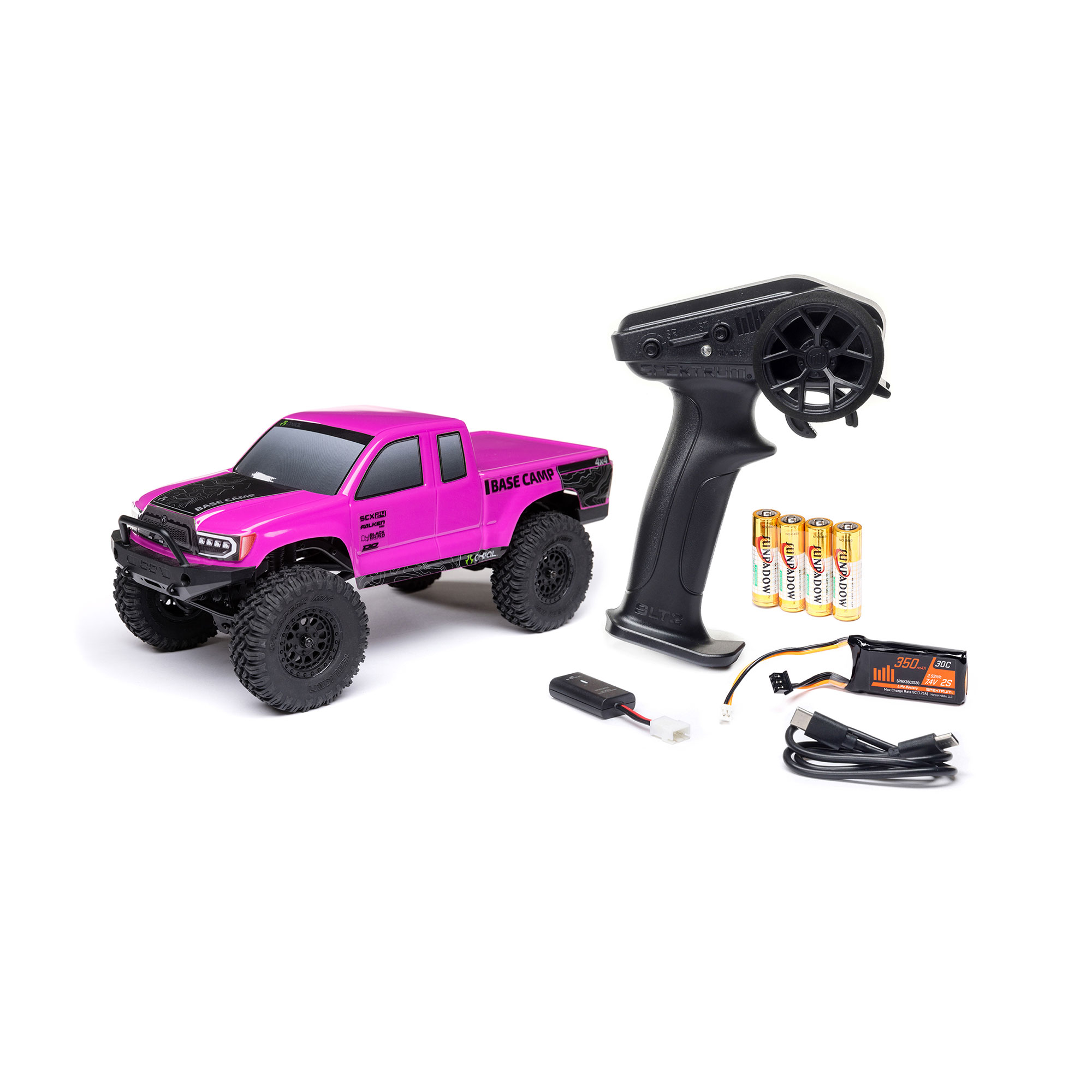 1/24 SCX24 Base Camp 4X4 RTR Brushed Rock Crawler (Battery & Charger Included), Pink