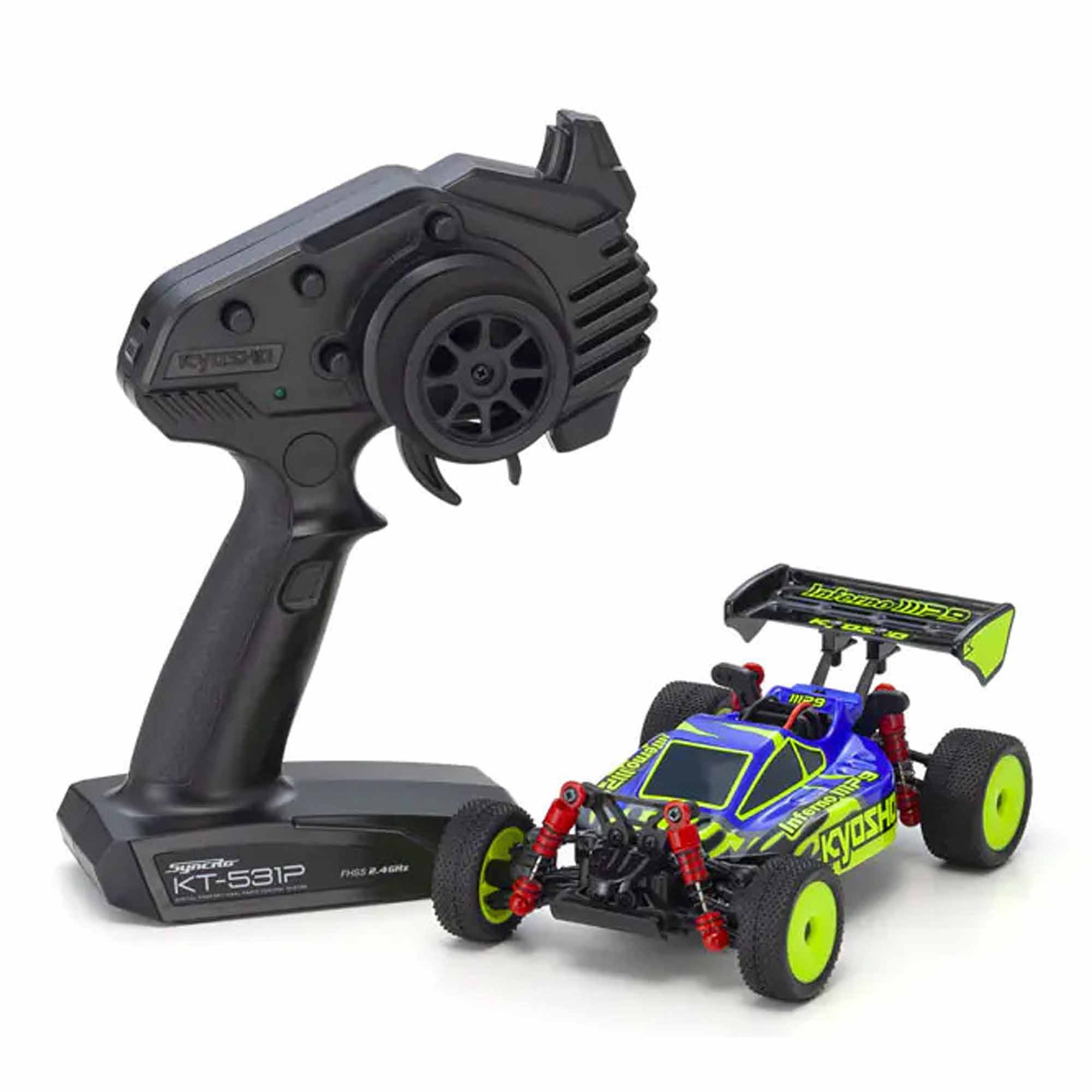 1/28 Inferno MP9 Mini-Z 4x4 Off-Road Buggy RTR, Blue/Yellow