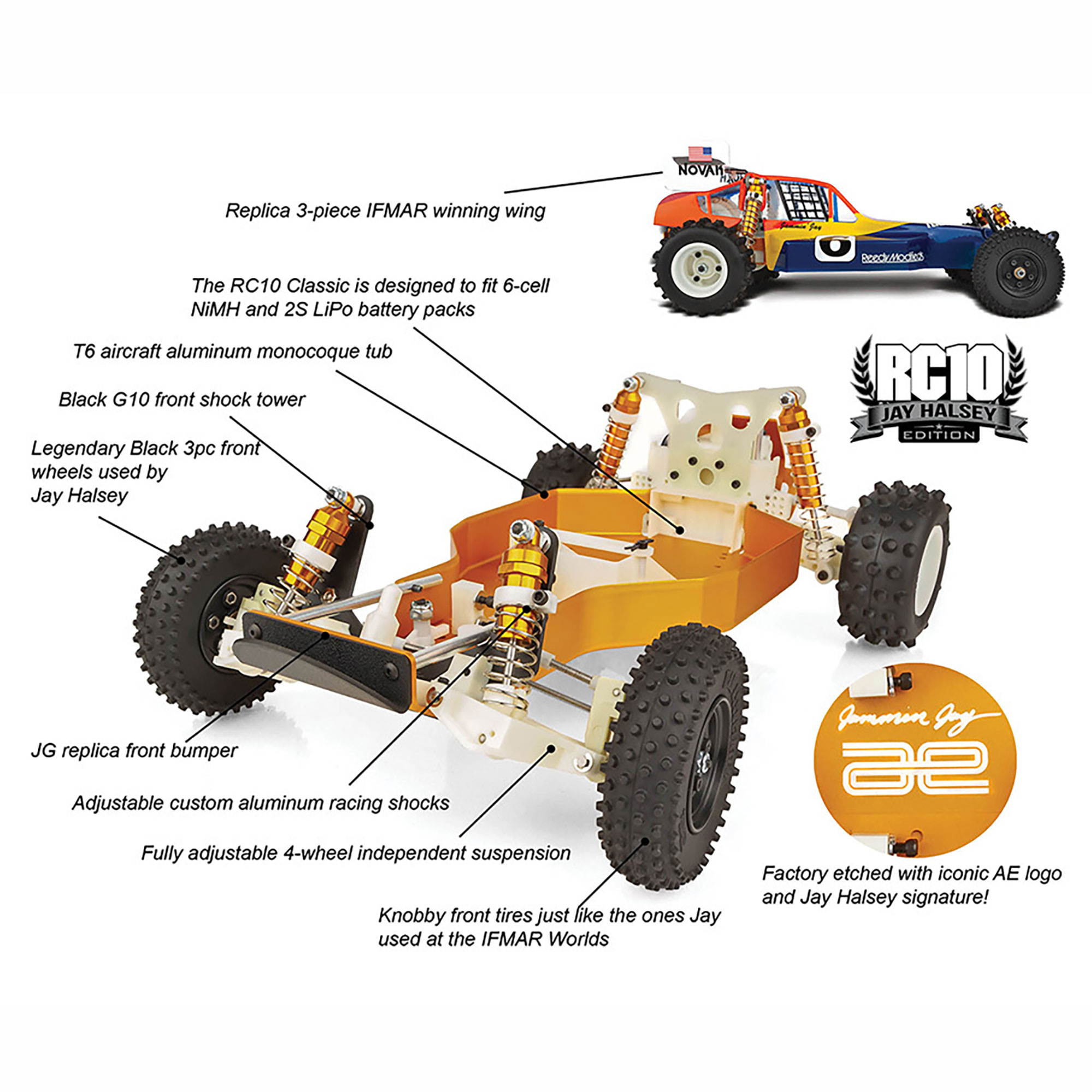 1/10 RC10 Classic Jay Halsey Edition 2WD Off-Road Buggy Kit (LIMITED EDITION)