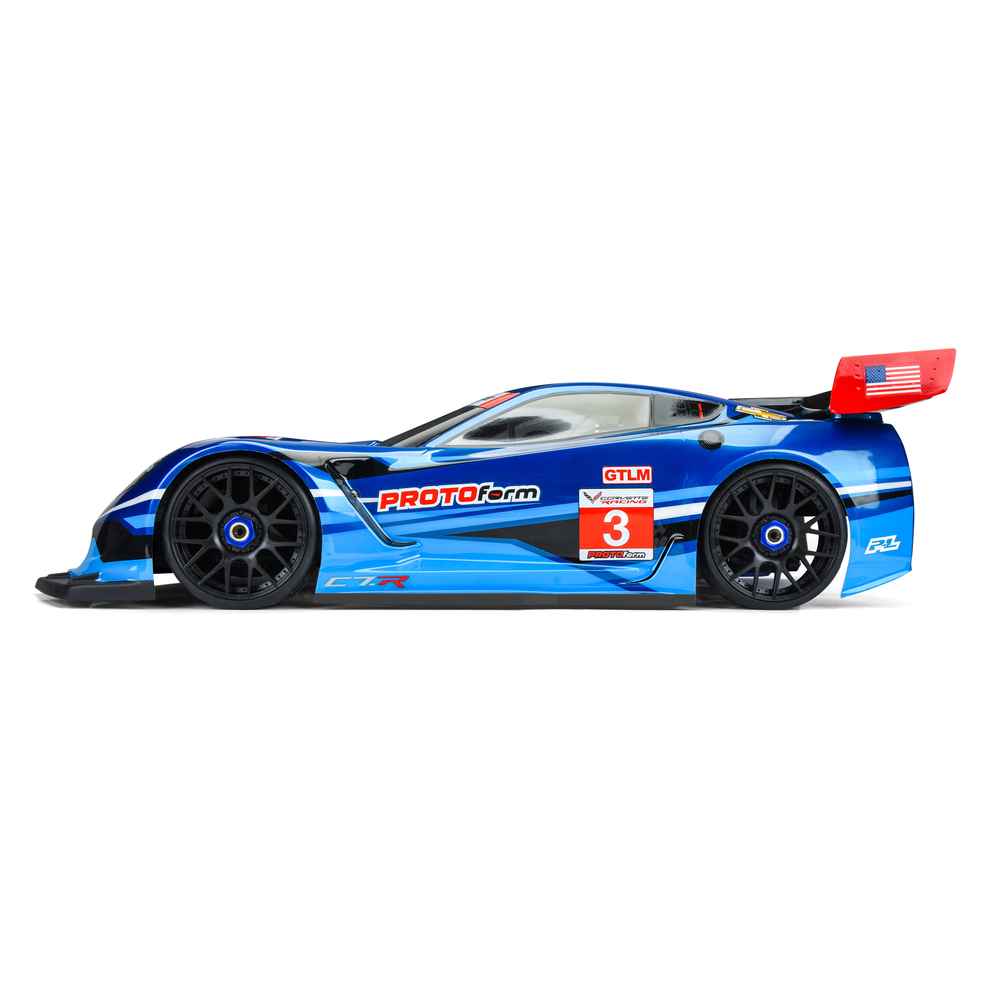 【1/8】シボレーコルベットC7-Rのボディ PROTOform 1/8 Chevrolet Corvette C7.R Clear Body: 1:8 GT (Short