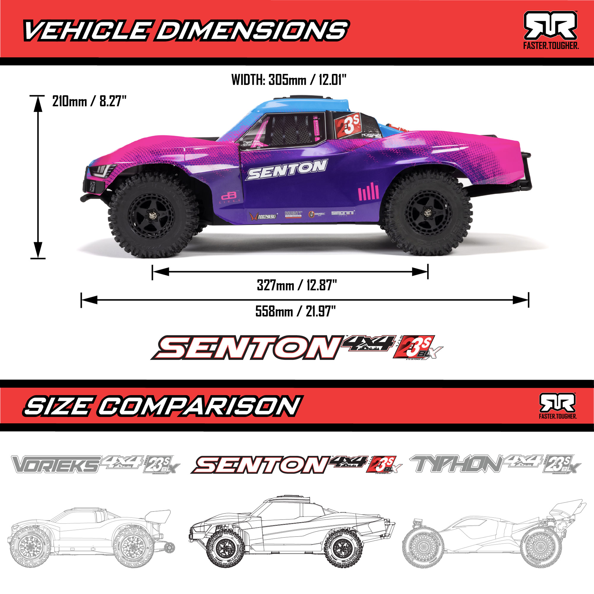 1/10 SENTON 223S DSC 4X4 RTR Brushless Short Course Truck, Yellow