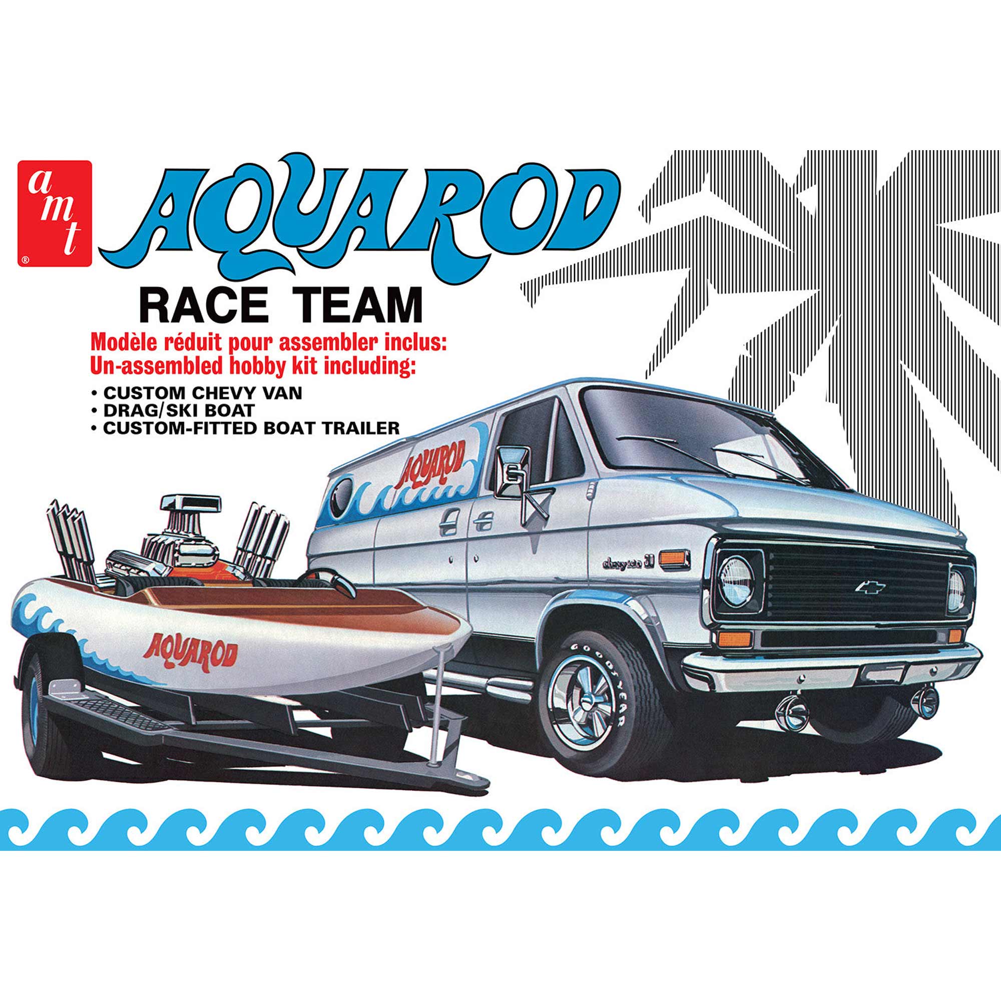 1/25 Aqua Rod Race 75' Chevy Van Race Boat Trailer Model Kit