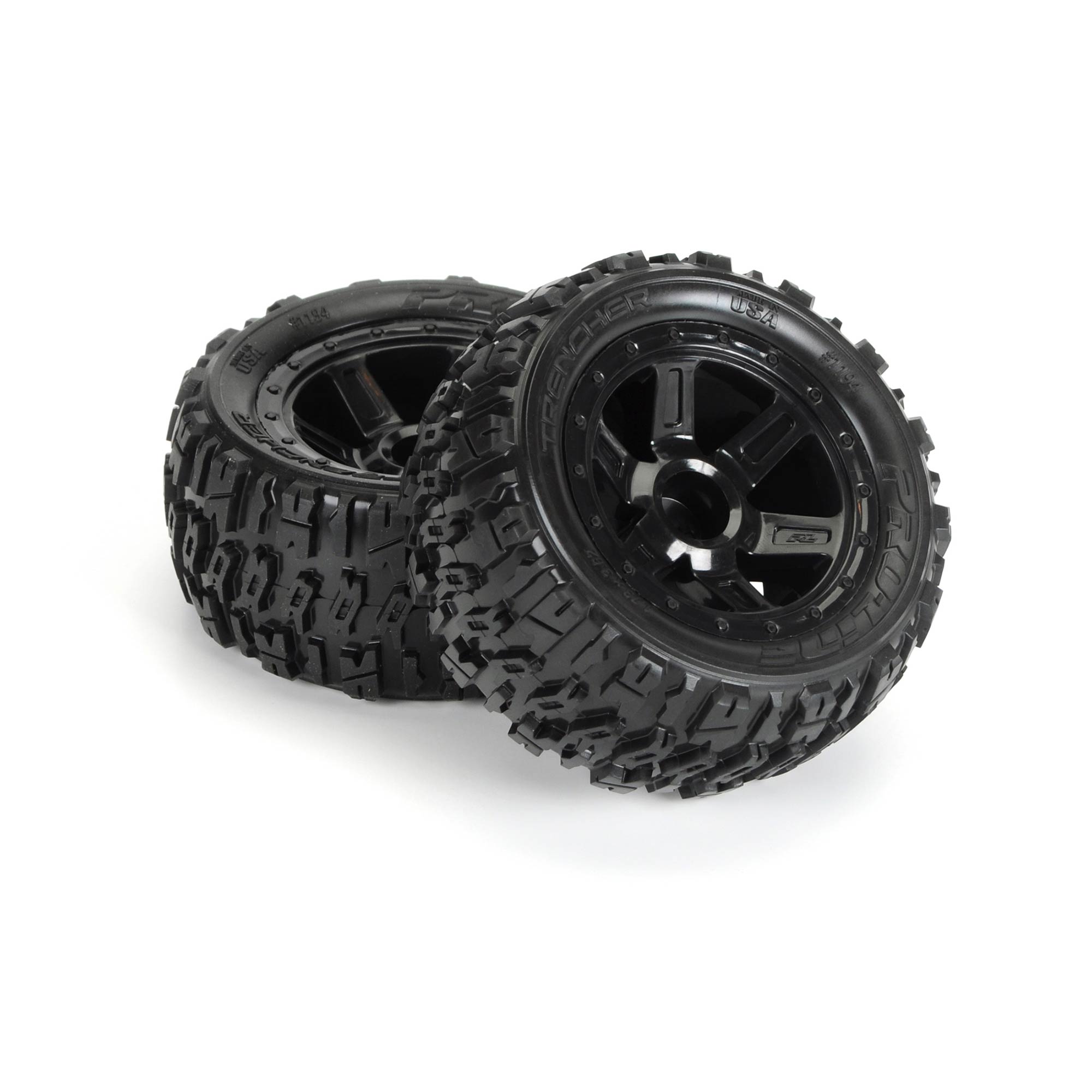 1/16 Trencher M2 Fr/Rr 2.2" Tires Mounted 12mm Blk Desperado (2)