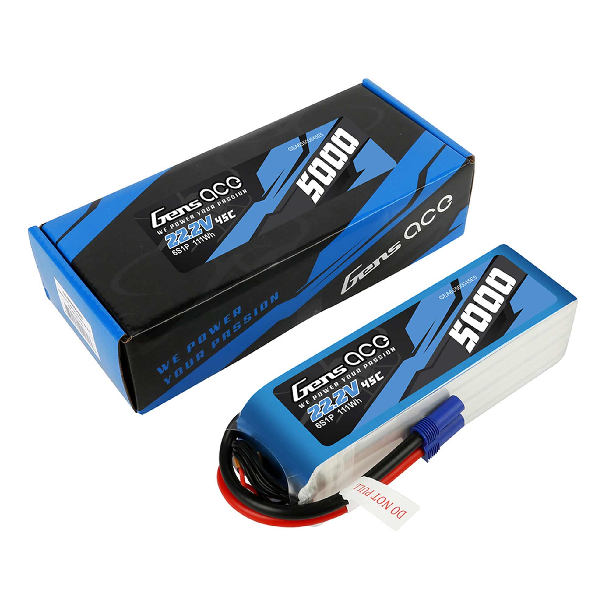 22.2V 5000mAh 6S 45C LiPo Battery: EC5