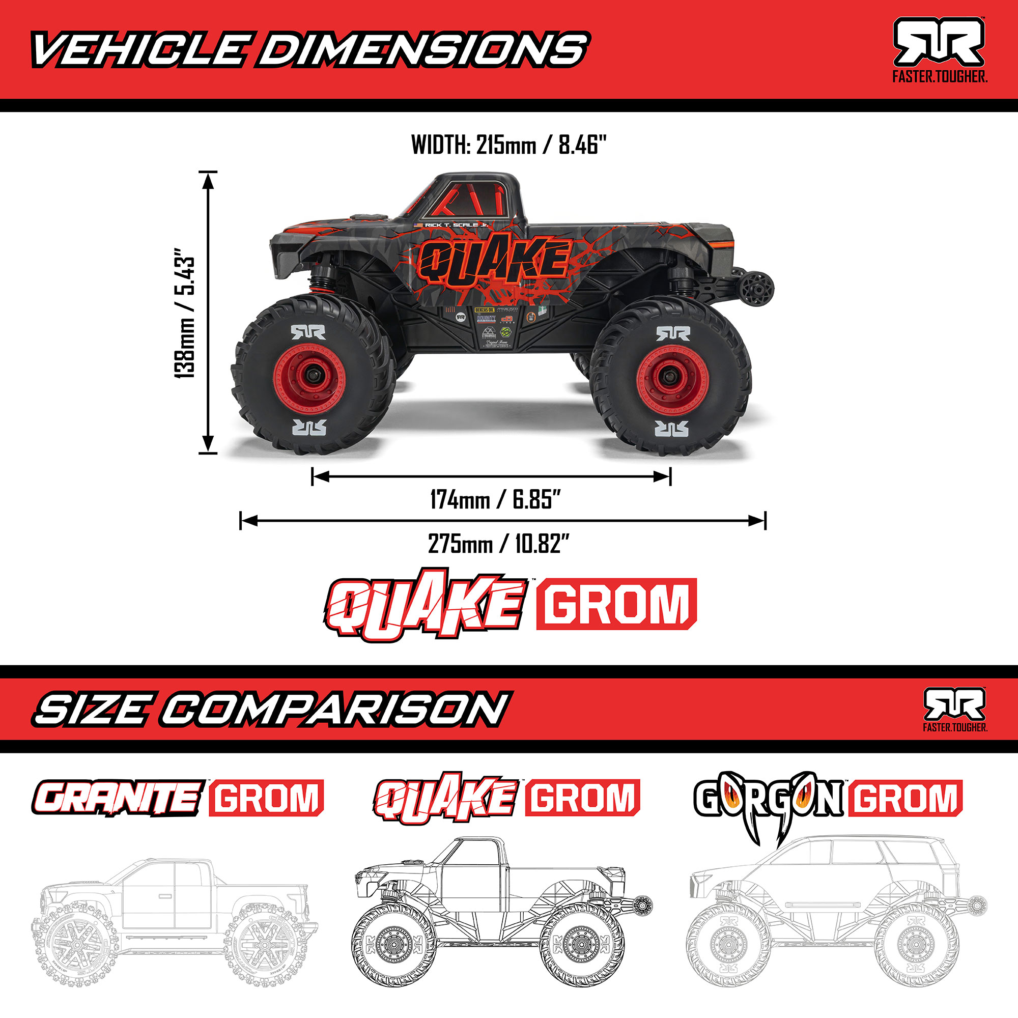1/16 QUAKE GROM 4X4 RTR Brushed Monster Truck (Battery & Charger Included), Green