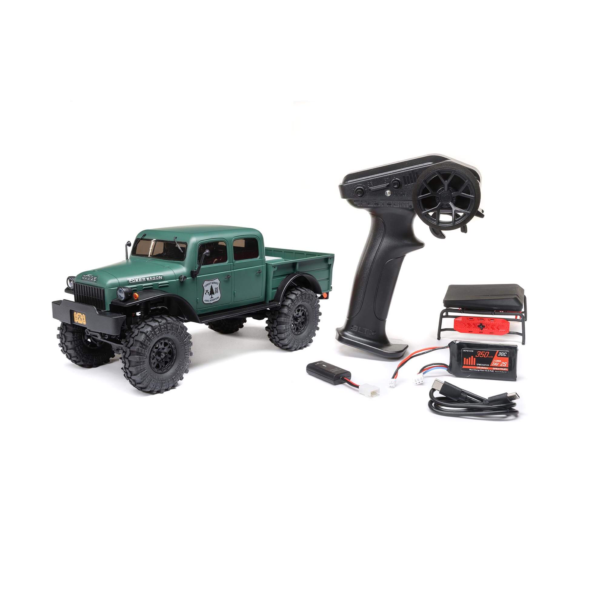 1/24 SCX24 Dodge Power Wagon 4X4 RTR Brushed Rock Crawler (Battery & Charger Included), Green