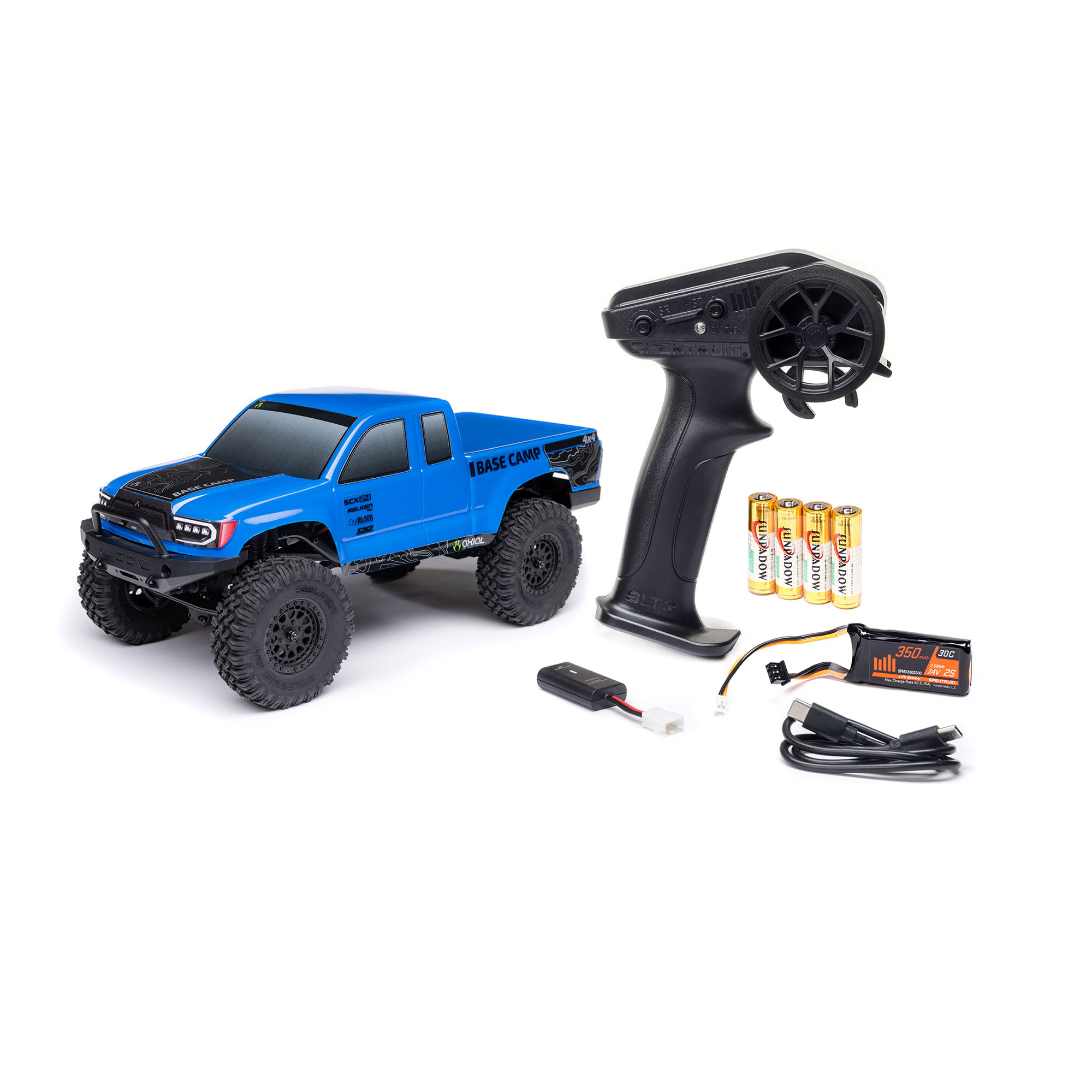 1/24 SCX24 Base Camp 4X4 RTR Brushed Rock Crawler (Battery & Charger Included), Blue