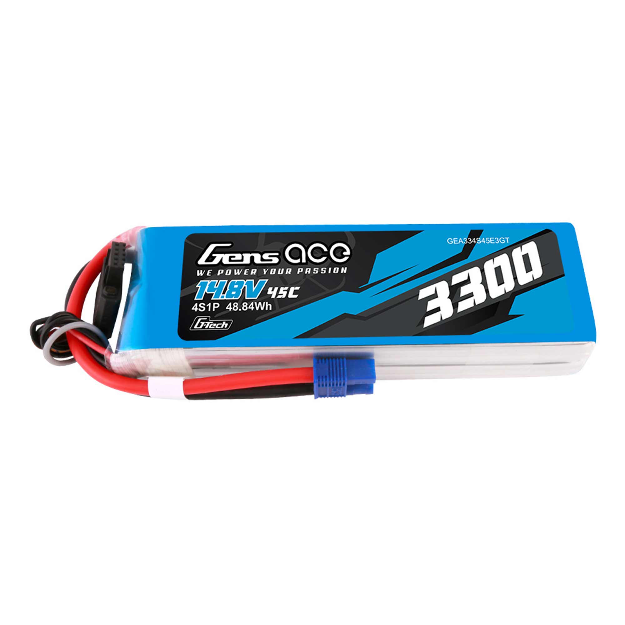 Gens ace 14.8V 3300mAh 4S 45C G-Tech LiPo Battery: EC3 | Tower Hobbies