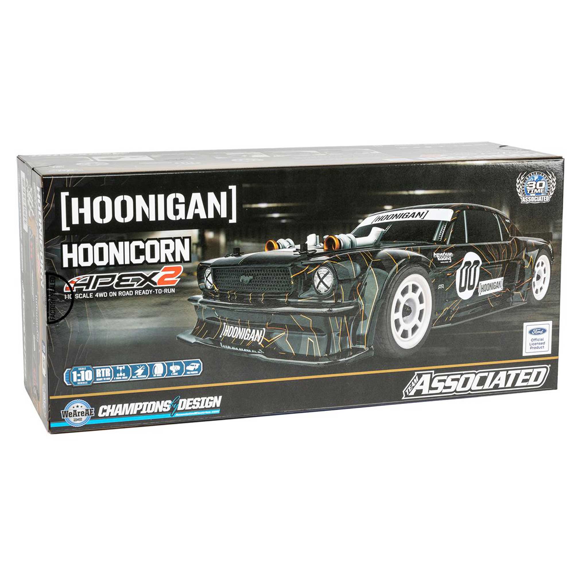 1/10 Apex2 Hoonicorn 4x4 Drift Car RTR, LiPo Combo