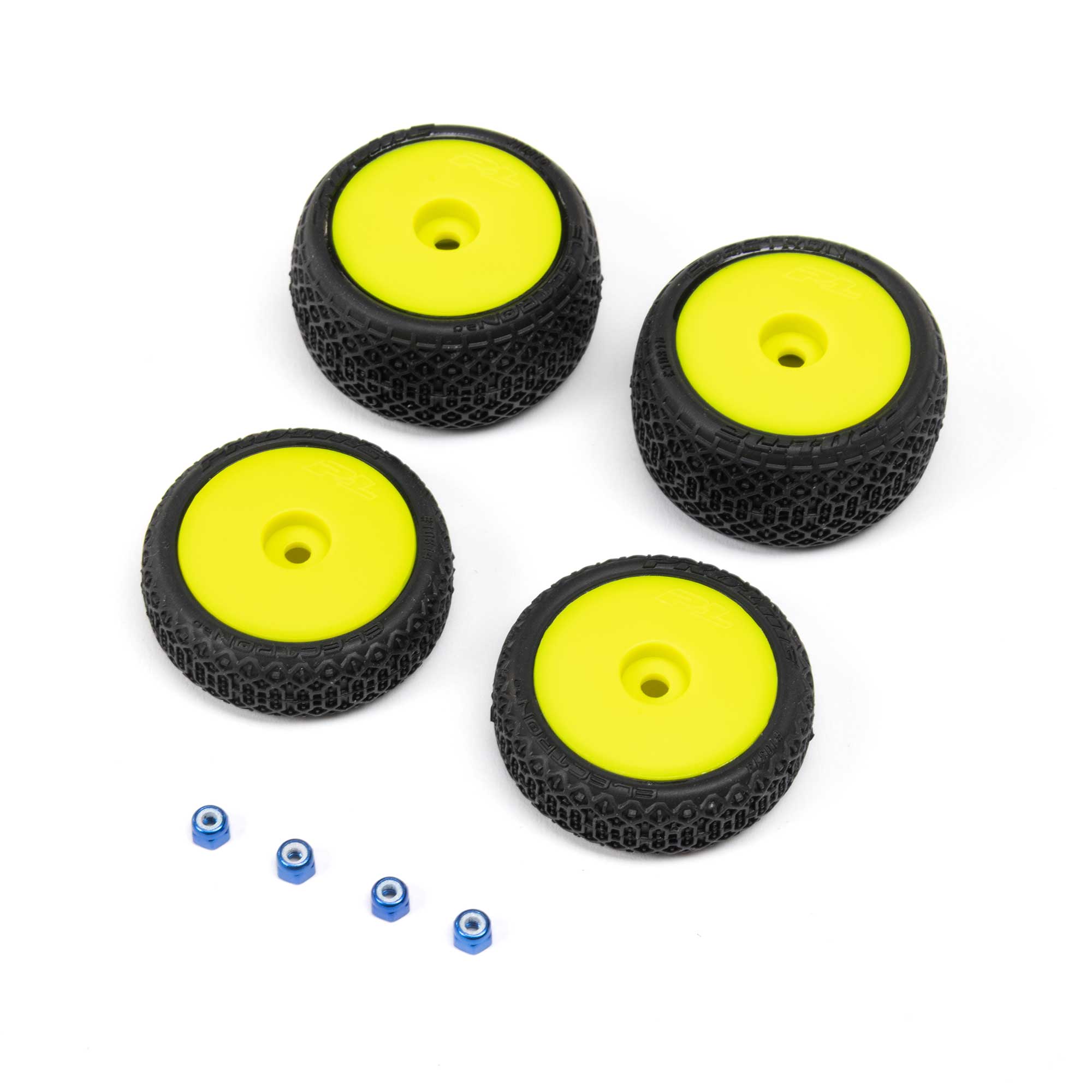 1/24 Electron 2.0 Buggy F/R Tires Mounted 7mm Yellow (4): Micro-B