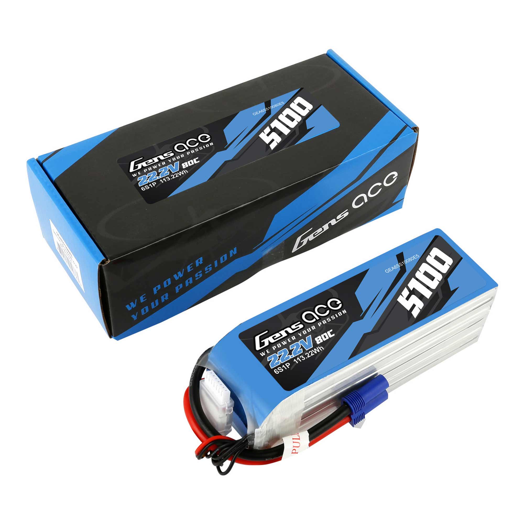 22.2V 5100mAh 6S 80C LiPo Battery: EC5