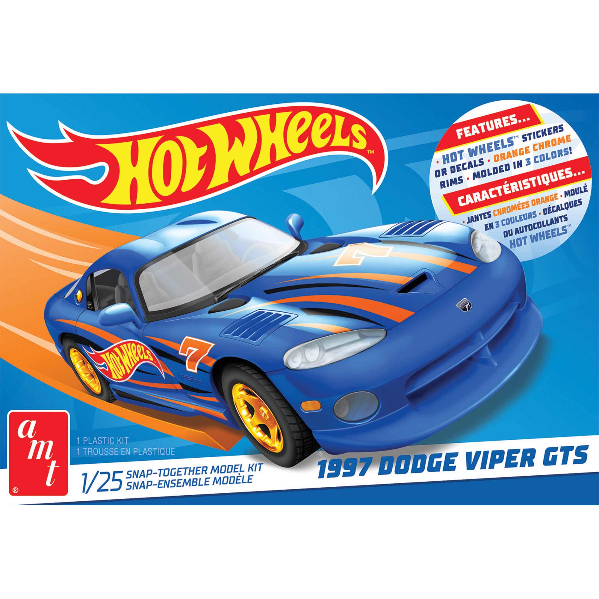 1/25 Hot Wheels 1997 Dodge Viper GTS Snap Model Kit