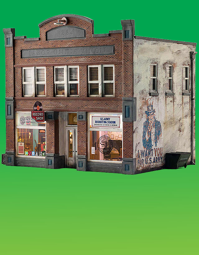 Woodland Scenics HO Scale Records & Recruiting Building, Built & Ready