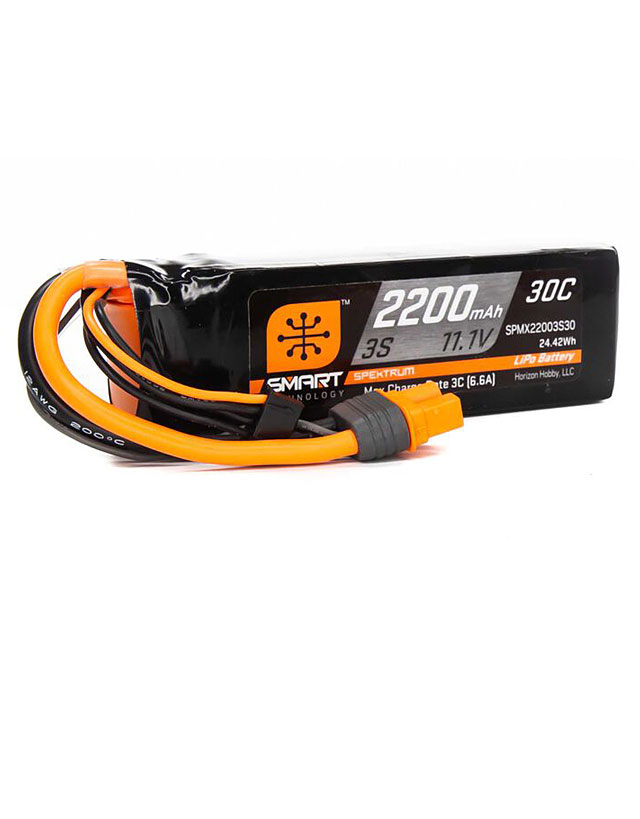 Spektrum 11.1V 2200mAh 3S 30C Smart LiPo Battery: IC3